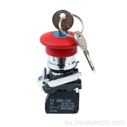 Interruptor de botón de emergencia con llave XB4-BS142